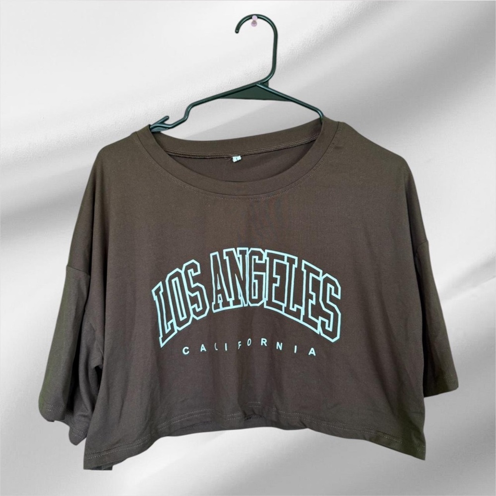 Brown Los Angeles Graphic Crop Top